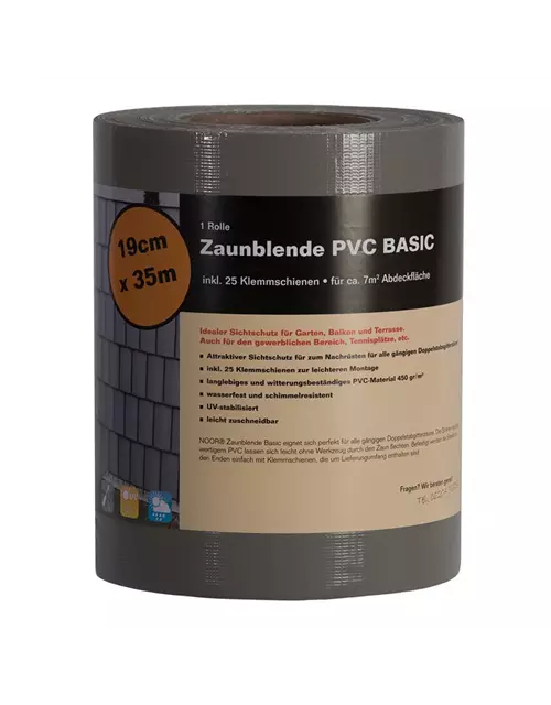 Sichtschutzstreifen PVC Zaunblende Basic 0,19 x 35 m 450 gr/m²