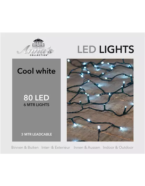LED Kette Premium 6M 80Lights kalt weiß für Innen & Außen