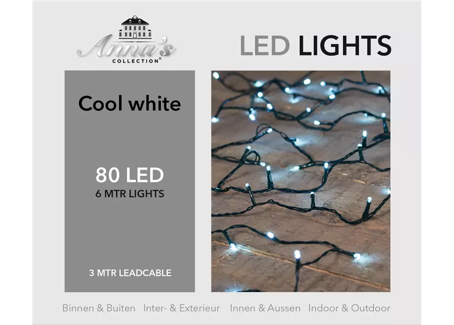 LED Kette Premium 6M 80Lights kalt weiß für Innen & Außen