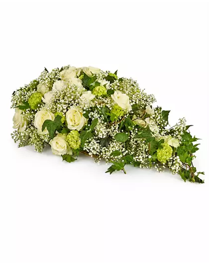 Sargbukett 'Weiße Rosen'