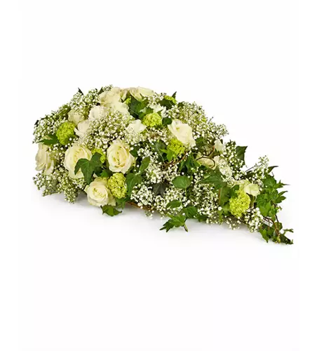 Sargbukett 'Weiße Rosen'