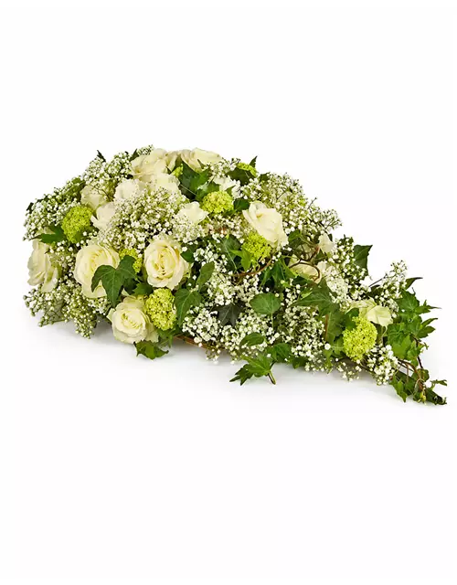 Sargbukett 'Weiße Rosen'