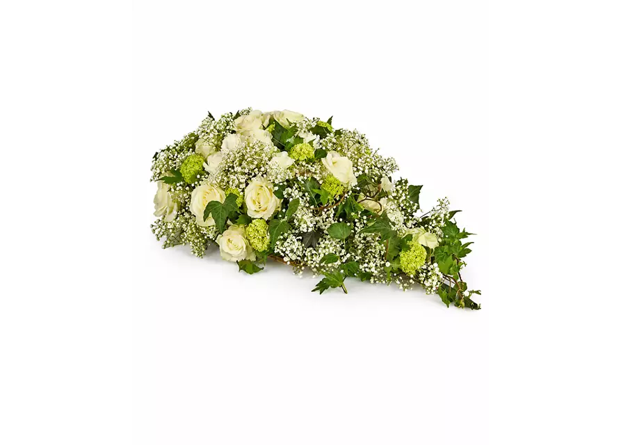 Sargbukett 'Weiße Rosen'
