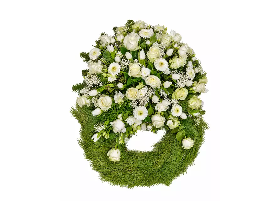 Kopfgarnierter Trauerkranz 'Elodie'