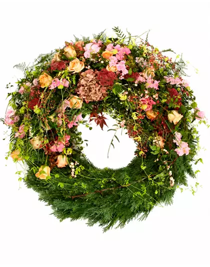 Kopfgarnierter Trauerkranz 'Sommerwiese'