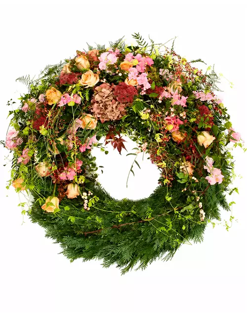 Kopfgarnierter Trauerkranz 'Sommerwiese'
