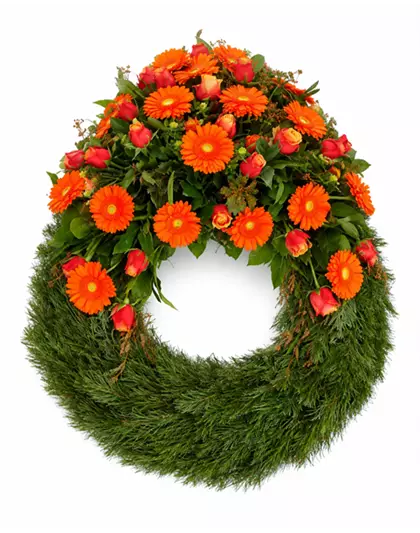 Kopfgarnierter Trauerkranz 'Orange'
