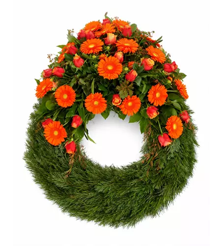 Kopfgarnierter Trauerkranz 'Orange'