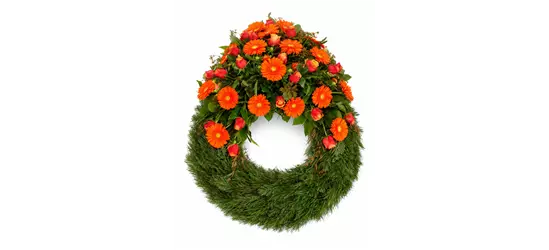 Kopfgarnierter Trauerkranz 'Orange'