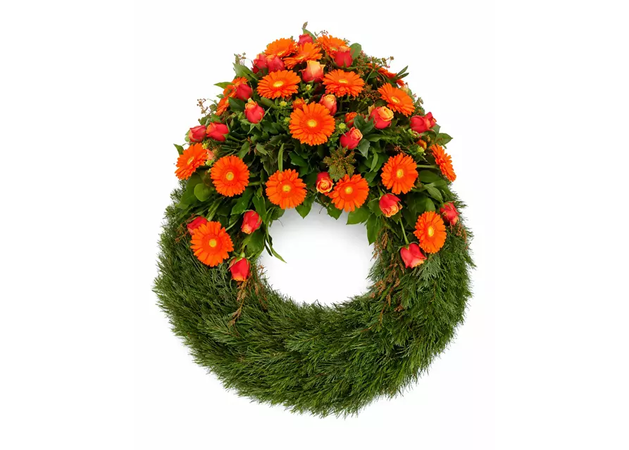 Kopfgarnierter Trauerkranz 'Orange'