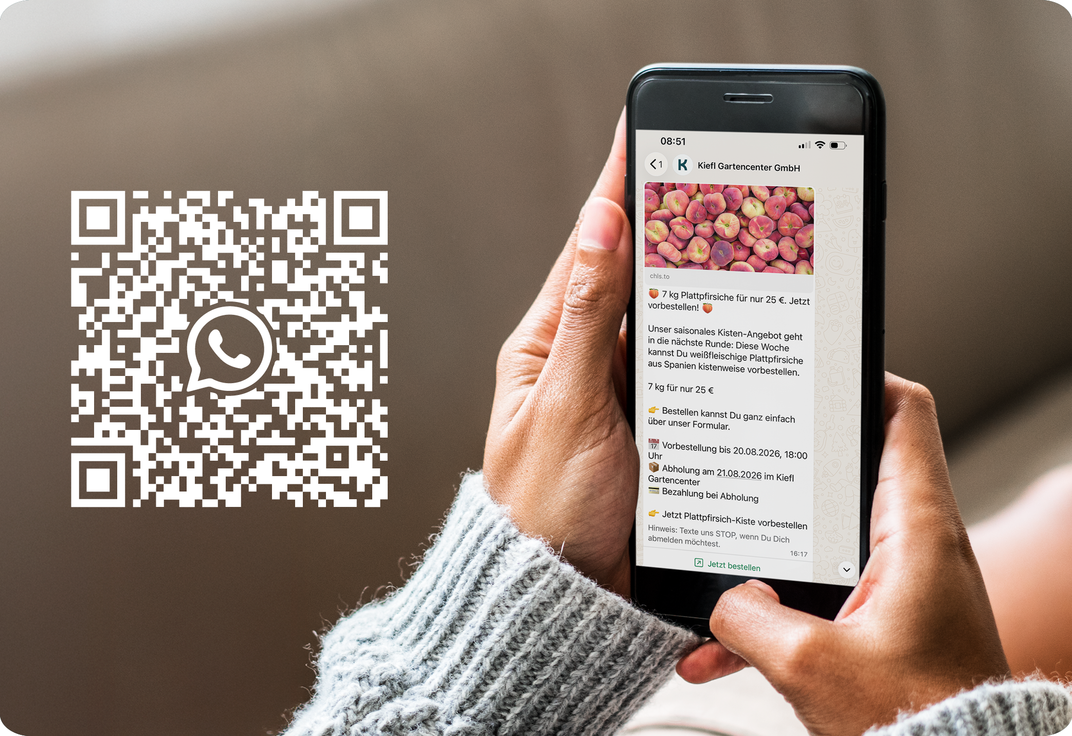 Anmeldung zum Kiefl WhatsApp-Newsletter für Kisten-Angebote