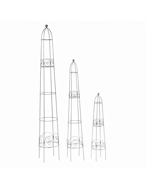Siena Garden Obelisken-Set Bastos, 3-teilig Metall dunkelgrau, unterverzinkt 