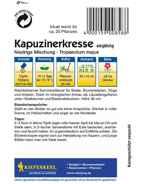 Kapuzinerkresse 'Niedrige Mischung'
