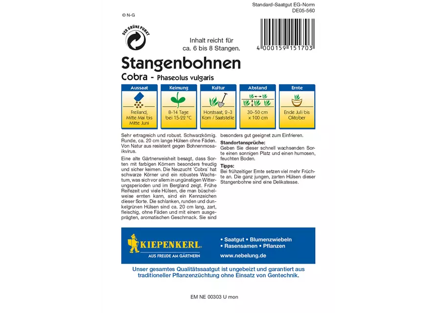 Stangenbohne 'Cobra'