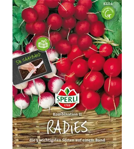 Radieschen Kombination'Riesenbutter, Parat, Rundes halbrot-halbweiß'