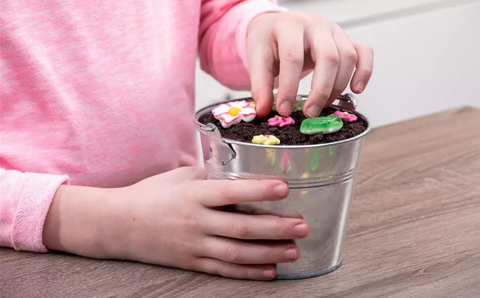 Witziges Dessert - Essbare Blumenerde