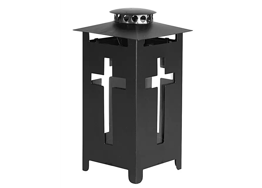 Grab-Laterne mit Kreuz in schwarz