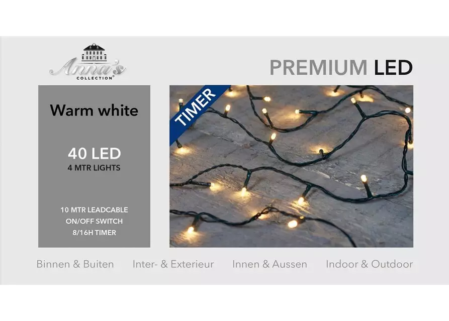 Premium Lichterkette, warmweiß, 40 LED, 4 m