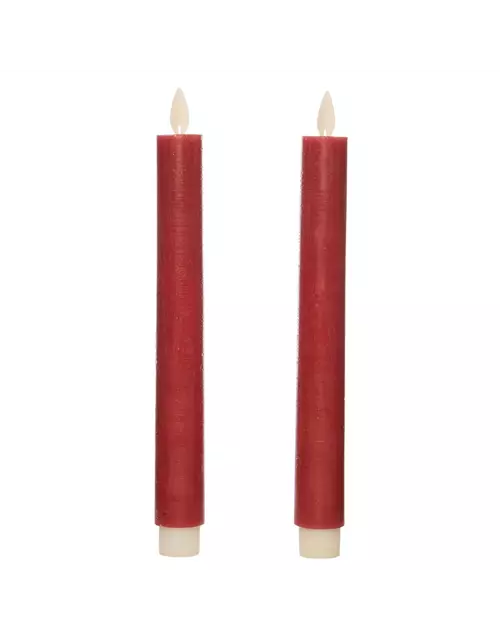 LED-Stabkerze Echtwachs 'Rustika' bordeaux (2er-Set)