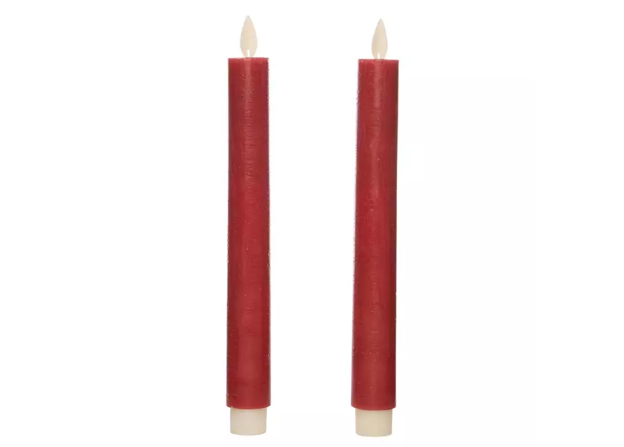 LED-Stabkerze Echtwachs 'Rustika' bordeaux (2er-Set)