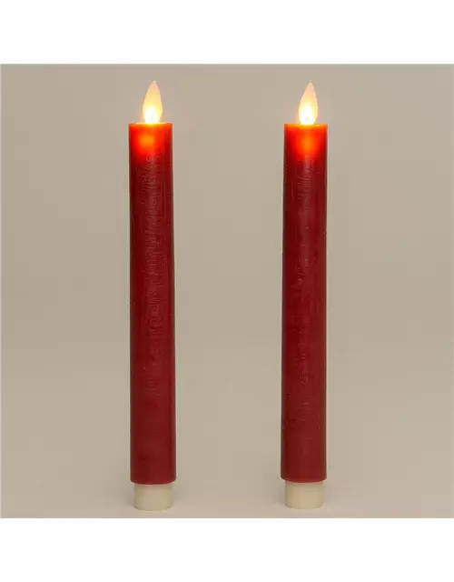 LED-Stabkerze Echtwachs 'Rustika' bordeaux (2er-Set)