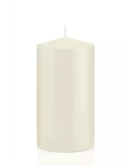 Flachkopfkerze in Cellophan Elfenbein