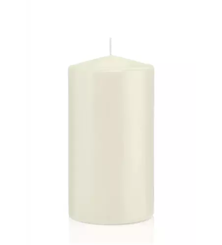 Flachkopfkerze in Cellophan Elfenbein