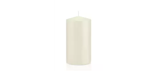 Flachkopfkerze in Cellophan Elfenbein